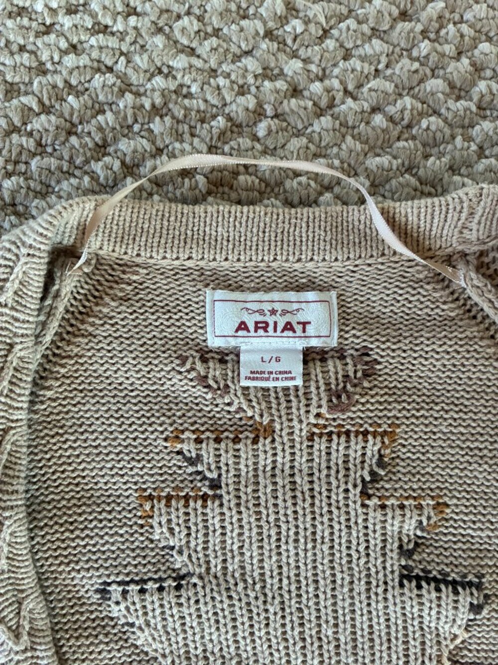 Ariat Cardigan Duster Western Aztec Large Southwestern Geometric Tan Boho Earth - Picture 3 of 7